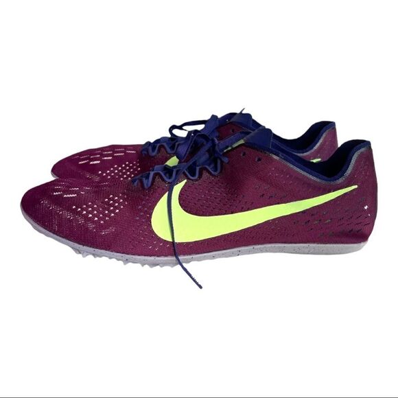 NIKE Zoom Mamba Sneakers Running Trainers Spikes Bordeaux Lime - Picture 2 of 10